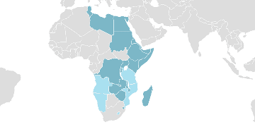 Carte mondiale des pays membres : COMESA - Marché commun de l'Afrique de l'Est et de l'Afrique australe