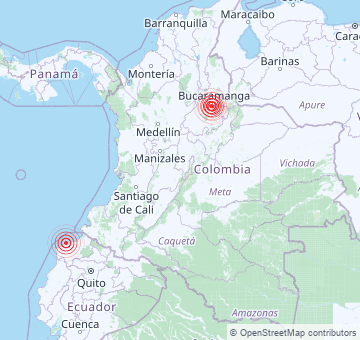 Récents tremblements de terre en Colombie