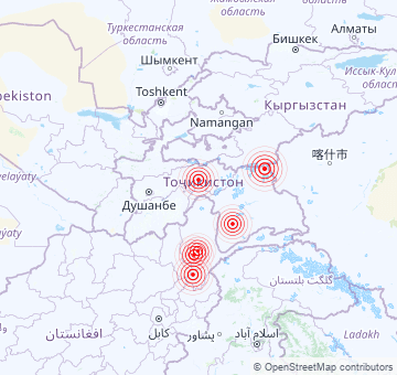 Récents tremblements de terre en Tadjikistan