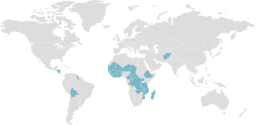 Carte du monde Pays en développement très endettés