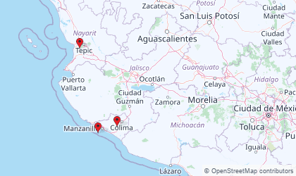 Carte de Mexique Ouest