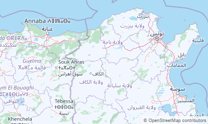 Carte de Tunisie Nord-Ouest