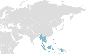 Carte mondiale des pays membres : ANASE - Association des nations de l'Asie du Sud-Est