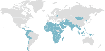 Carte mondiale des pays membres : Mouvement des non-alignés