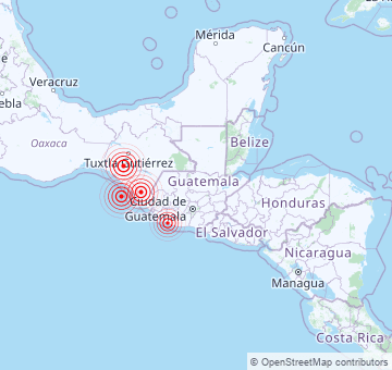 Récents tremblements de terre en Guatemala