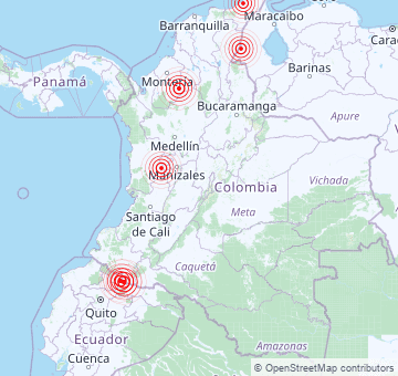 Récents tremblements de terre en Colombie