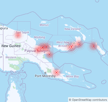 Récents tremblements de terre en Papouasie-Nouvelle-Guinée