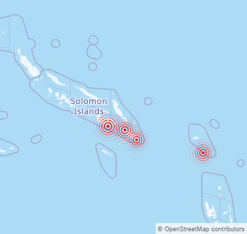 Récents tremblements de terre en Îles Salomon
