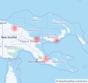 Récents tremblements de terre en Papouasie-Nouvelle-Guinée