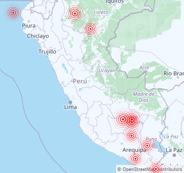 Récents tremblements de terre au Pérou