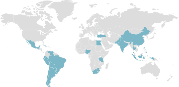Carte mondiale des pays membres : G20 - Pays en développement