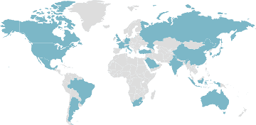 Carte mondiale des pays membres : G20 - principaux pays industrialisés