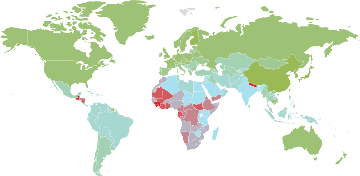 Répartition du QI sur la carte du monde