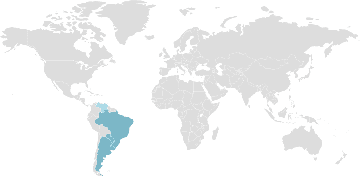 Carte mondiale des pays membres : Mercosur - Mercado Común del Sur