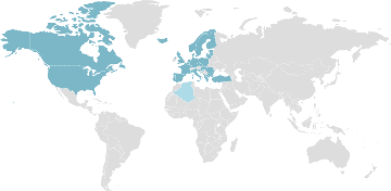Carte mondiale des pays membres : OTAN - Organisation du Traité de l'Atlantique Nord