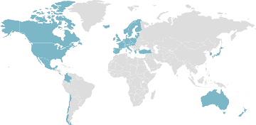 Carte mondiale des pays membres : OCDE