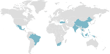Carte du monde Pays émergents