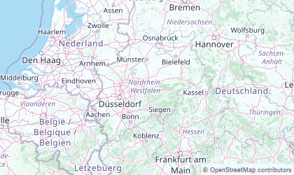 Carte de Rhénanie-du-Nord-Westphalie