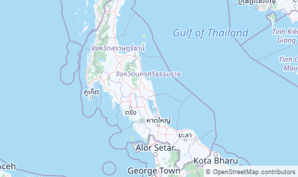 Carte de Thaïlande du Sud