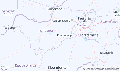 Carte de Afrique du Sud Nord-Ouest