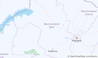 Carte de Mashonaland Ouest