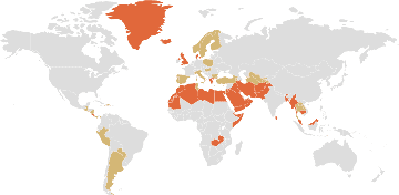 Les religions officielles de l'État sur la carte du monde