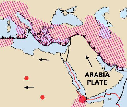 Plaques tectoniques autour de la Turquie