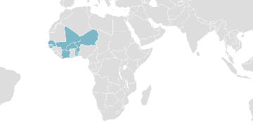 Carte mondiale des pays membres : UEMOA - Union économique et monétaire ouest-africaine