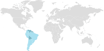 Carte mondiale des pays membres : UNASUR - Union des nations sud-américaines